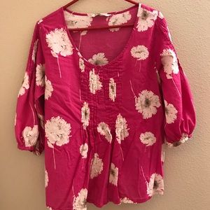 Pink Floral 3/4 sleeved Blouse
